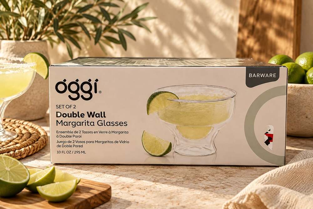 Oggi Double Wall Margarita Glasses Set of 2